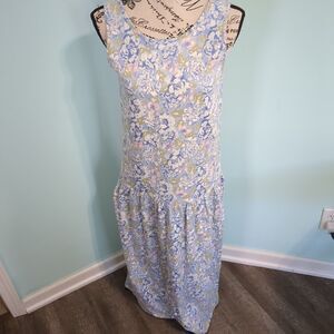 Vintage Laura Ashley small Dress Floral Cotton Cottage core garden sleeveless